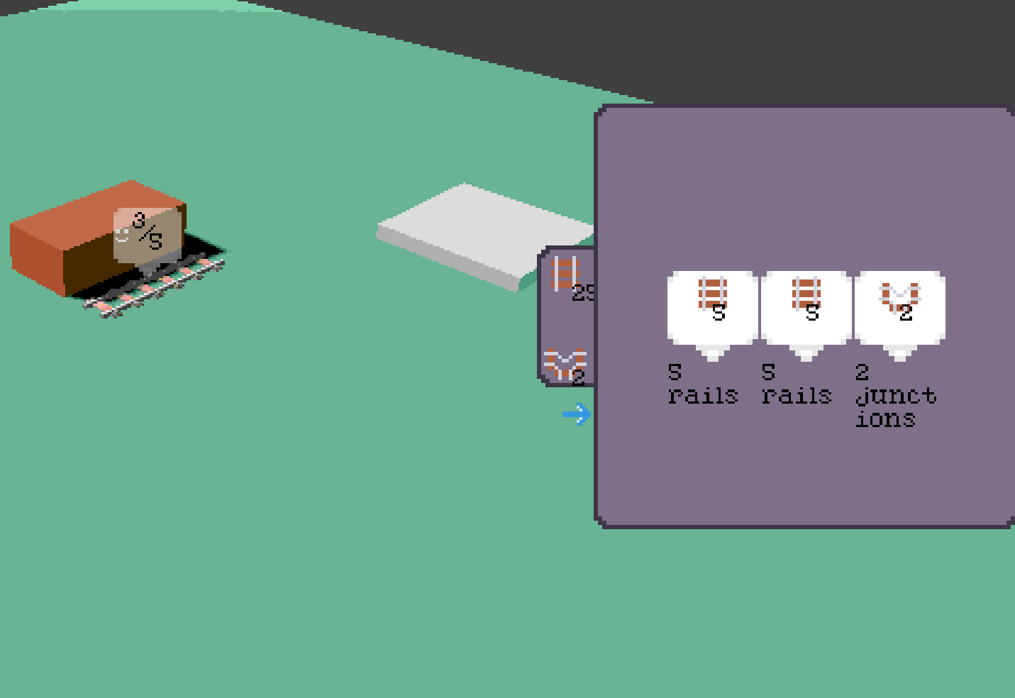 A station, with the rail shop menu